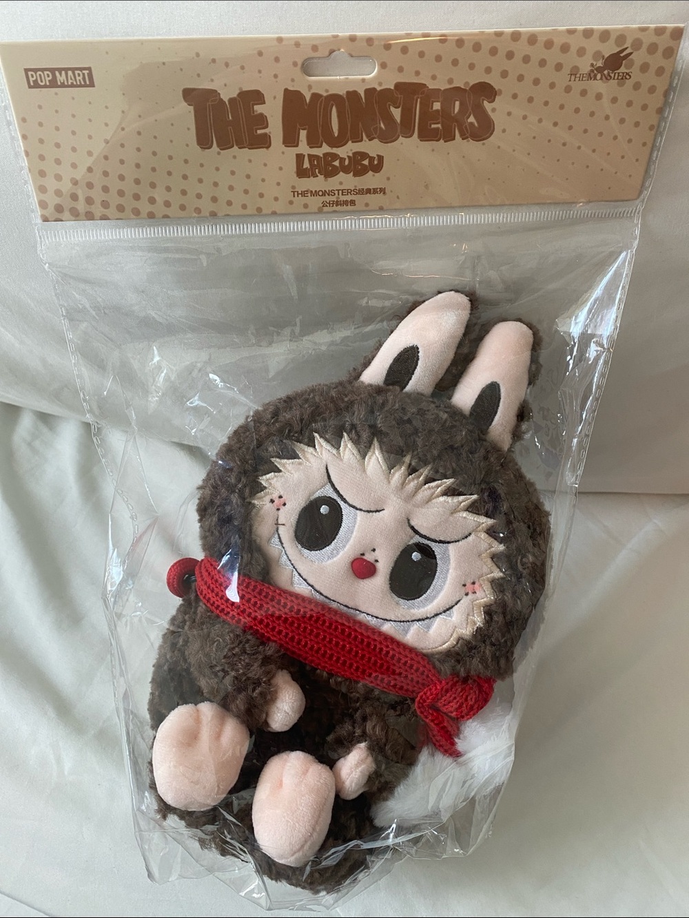 The Monsters Labubu Mini Bag - Brown with Red Accent